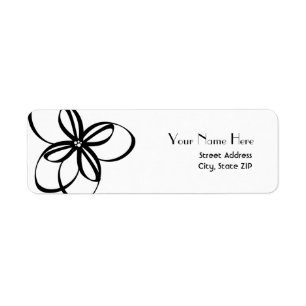 Étiquette de adresse Floral moderne noir et blanc