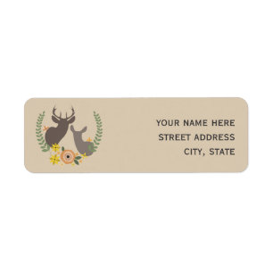 Étiquette de adresse floral orange de cerfs