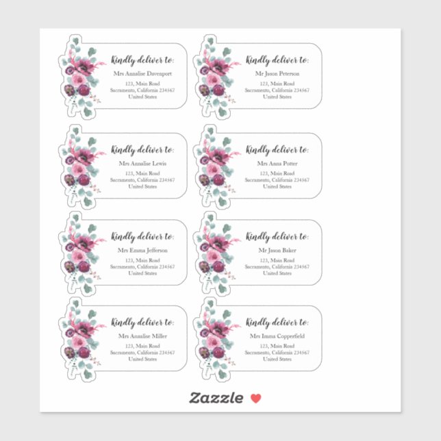 Étiquette de adresse floral personnalisé (Feuille)