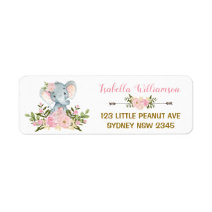 Étiquette de adresse floral rose de baby shower