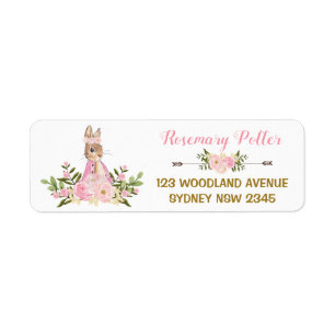 Étiquette de adresse floral rose de baby shower d