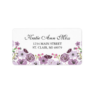 Étiquette de adresse floral | Violet