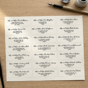Étiquette de adresse invité Mariage noir et blanc