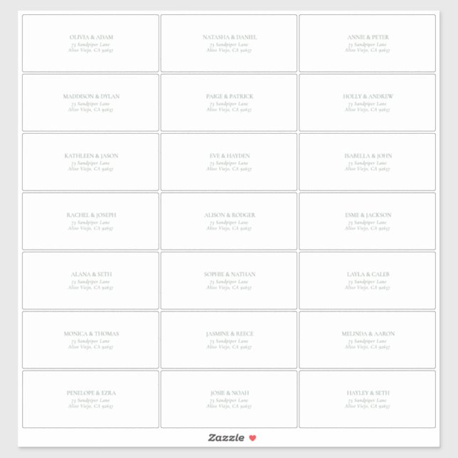 Étiquette de Adresse Invité Vert Sauge Clair Trans (Feuille)