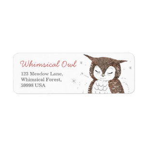 Étiquette de adresse lunatique de retour de hibou