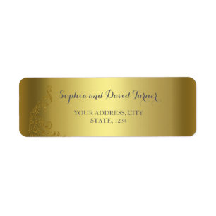 Étiquette de adresse Mariage Abstrait Royal Gold P
