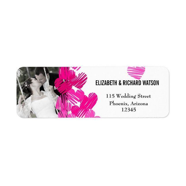 Étiquette de adresse Mariage de Coeurs rose pâle (Devant)