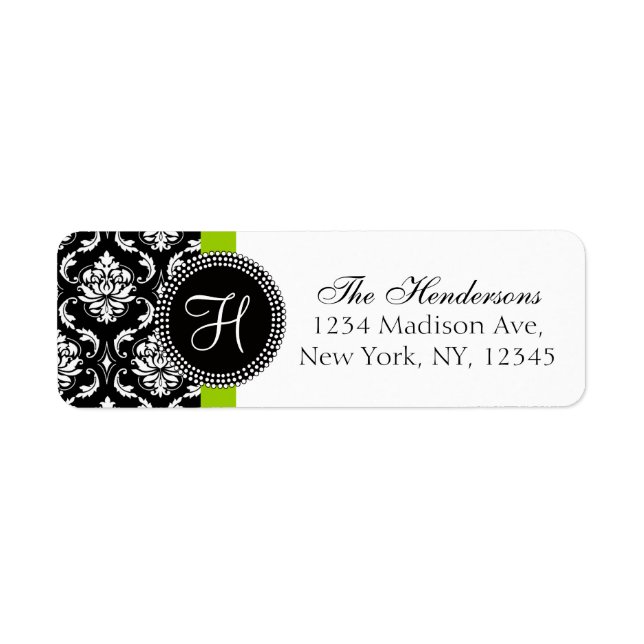Étiquette de adresse Mariage de monogramme noir ve (Devant)
