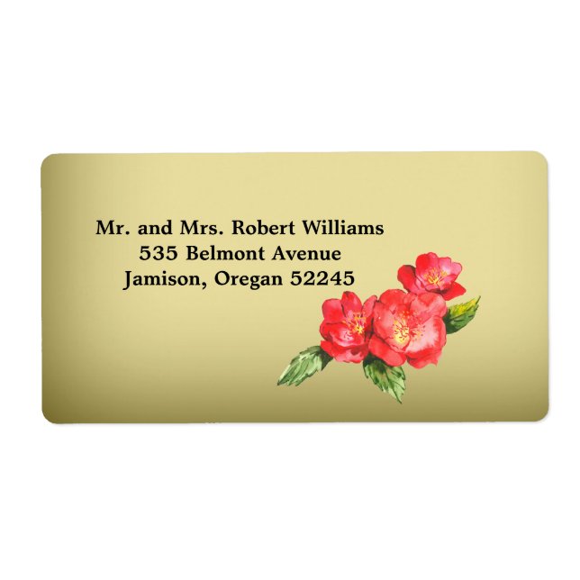 Étiquette de adresse Mariage Floral Watercolor (Devant)