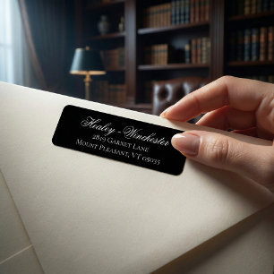 Étiquette de adresse Mariage noir et blanc élégant