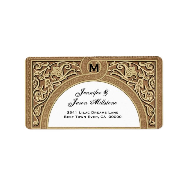 ÉTIQUETTE DE ADRESSE Mariage or élégant à arc flor (Devant)
