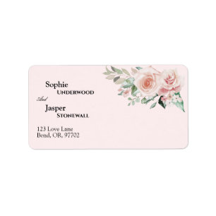 Étiquette de adresse Mariage rose flou
