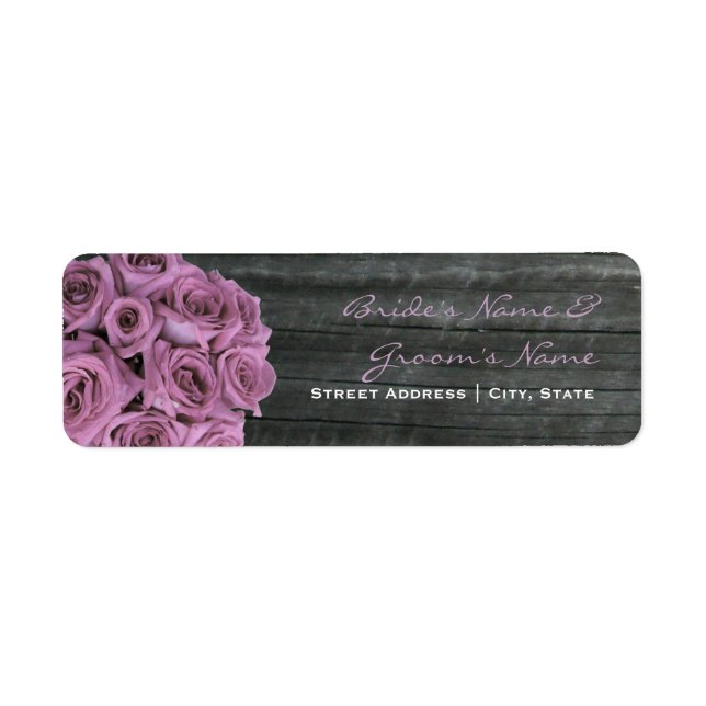 Étiquette de adresse mariage - Roses & Barnwood (Devant)