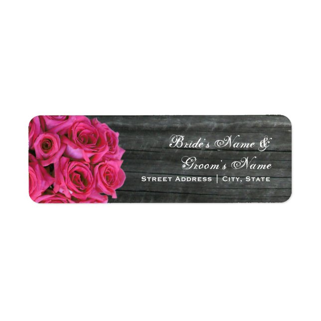 Étiquette de adresse mariage - Roses roses chauds  (Devant)