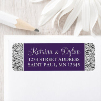 Étiquette de adresse Mariage violet gris