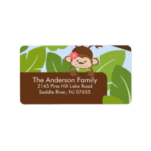 Étiquette de adresse mignon de cadre de singe de