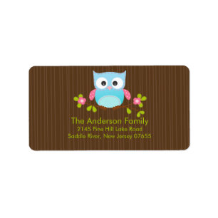 Étiquette de adresse mignon moderne de hibou