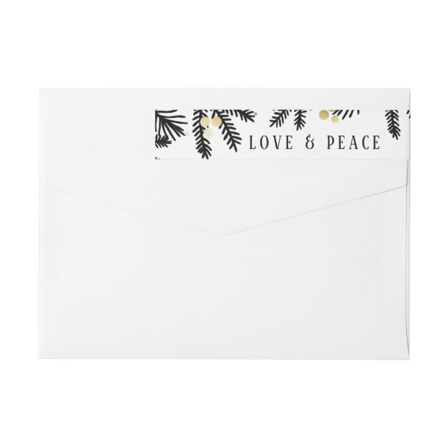 Étiquette de adresse moderne Black & Gold Pine et  (Dos)