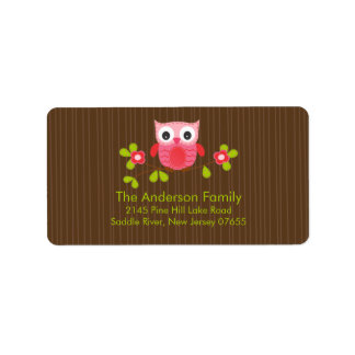 Étiquette de adresse moderne Cute Owl