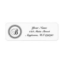 Étiquette de adresse Mongramme du cercle B (noir /