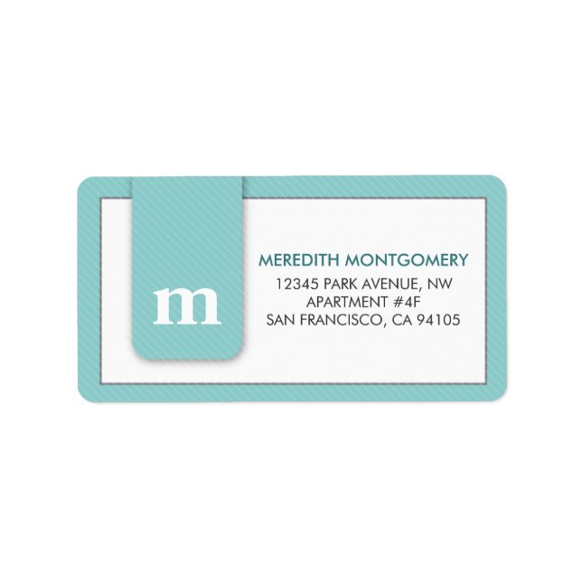 Étiquette de adresse Monogram Mint Green Designer (Devant)
