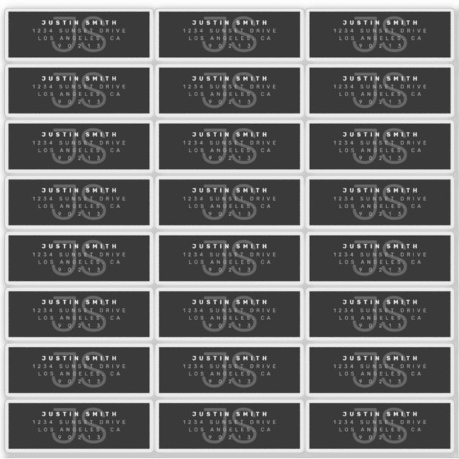 Étiquette de adresse Monogramme moderne transparen (Devant)