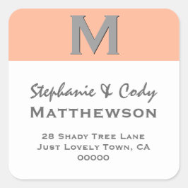 ÉTIQUETTE DE ADRESSE monogramme simple CORAL V28