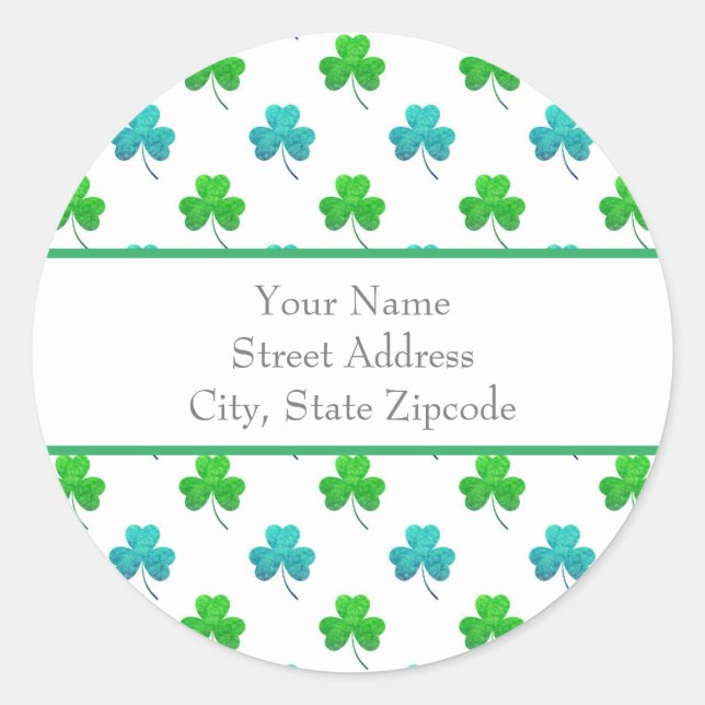 étiquette de adresse "Motif Shamrock aquarelle" (Devant)