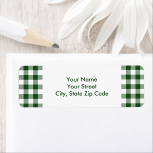 Étiquette de adresse Motif vert et blanc En vichy