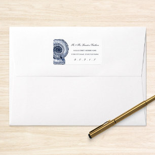 Étiquette de adresse Navy Blue Sea Shell