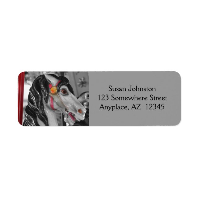 Étiquette de adresse noir et blanc du carrousel (Devant)
