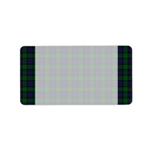 Étiquette de adresse noir Tartan noir
