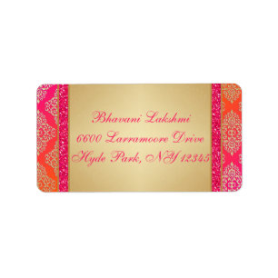 Étiquette de adresse orange rose de parties