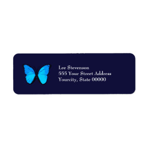 Étiquette de adresse papillon bleu