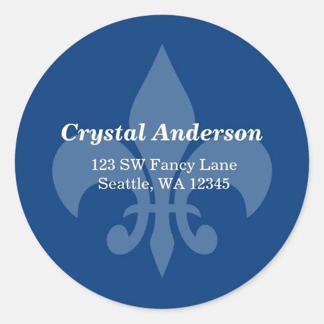 Étiquette de adresse personnalisé Fleur-De-Lis ble (Devant)