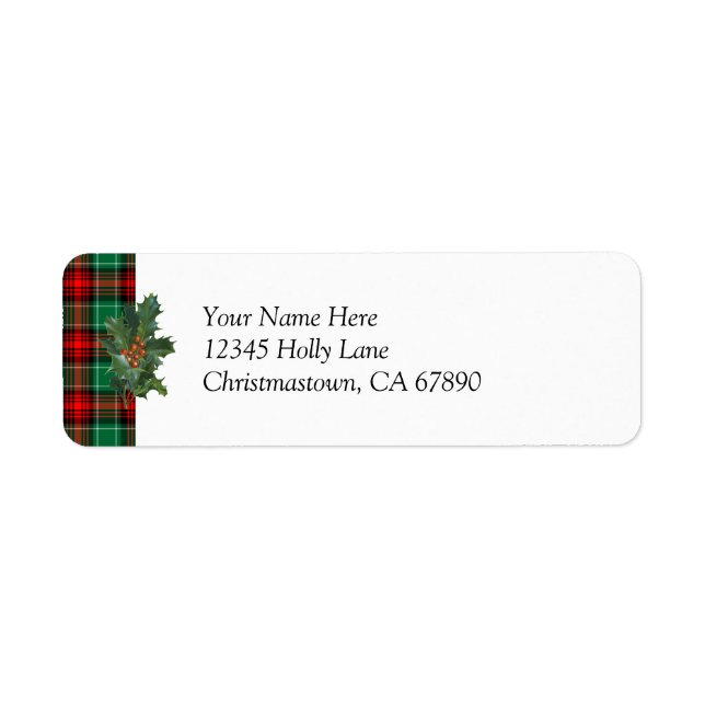 Étiquette de adresse personnalisé Holly Red Green  (Devant)