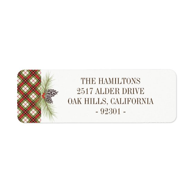 Étiquette de adresse personnalisé plaid hiver (Devant)