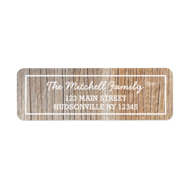 Étiquette de adresse personnalisé Rustique Woodgra (Devant)