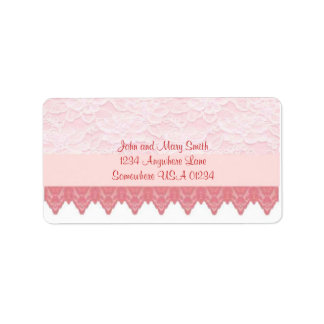 Étiquette de adresse Pink Scallop et dentelle 2