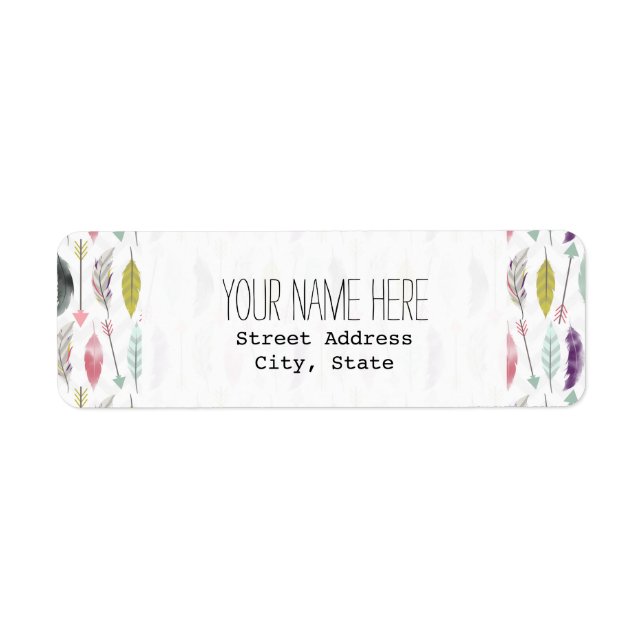 Étiquette de adresse Plumes et flèches (Devant)