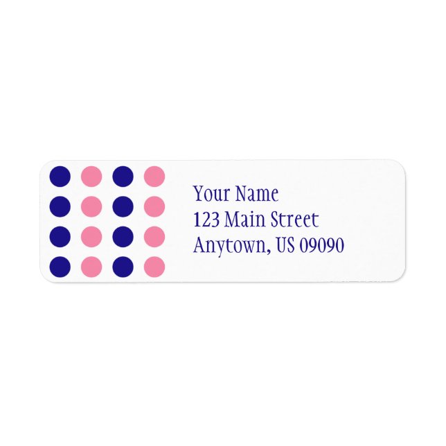 Étiquette de adresse pois (rose clair / bleu) (Devant)