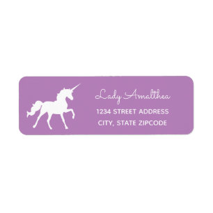Étiquette de adresse pourpre de licorne