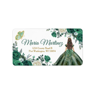 Étiquette de adresse Quinceañera 15 Anos Emerald G