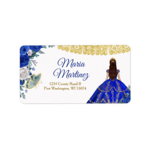 Étiquette de adresse Quinceañera 15 Anos Royal Blu