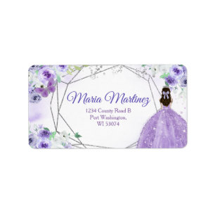 Étiquette de adresse Quinceañera 15 Anos Silver Pu