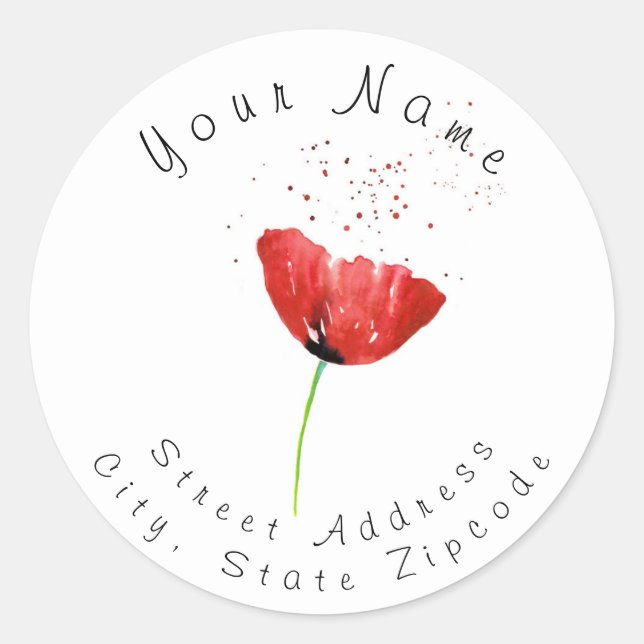 Étiquette de adresse Red Poppy (Devant)