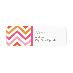 Étiquette de adresse rose et orange de Chevron