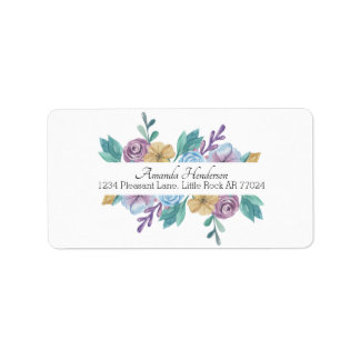 Étiquette de adresse Rose Floral Purple Aquarelle