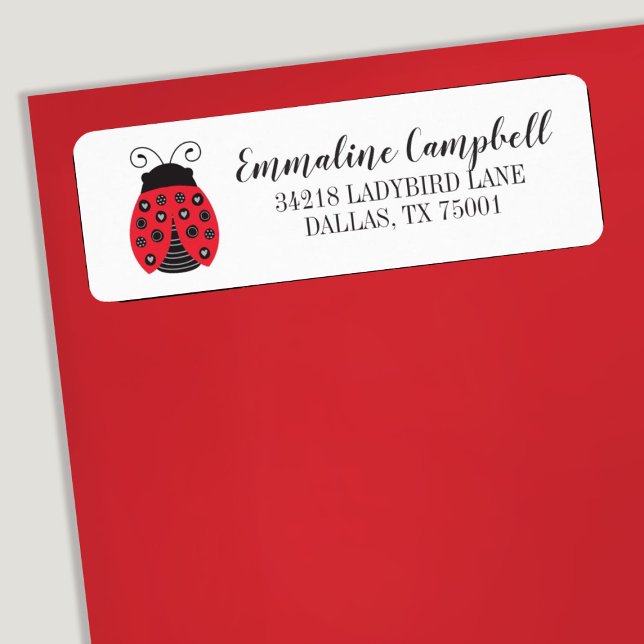 Étiquette de adresse rouge doux de Ladybug (an adorable red ladybug address label. So cute for your little lady baby shower invitations.)