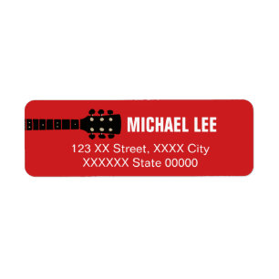 Étiquette de adresse rouge pour lecteur guitare ou